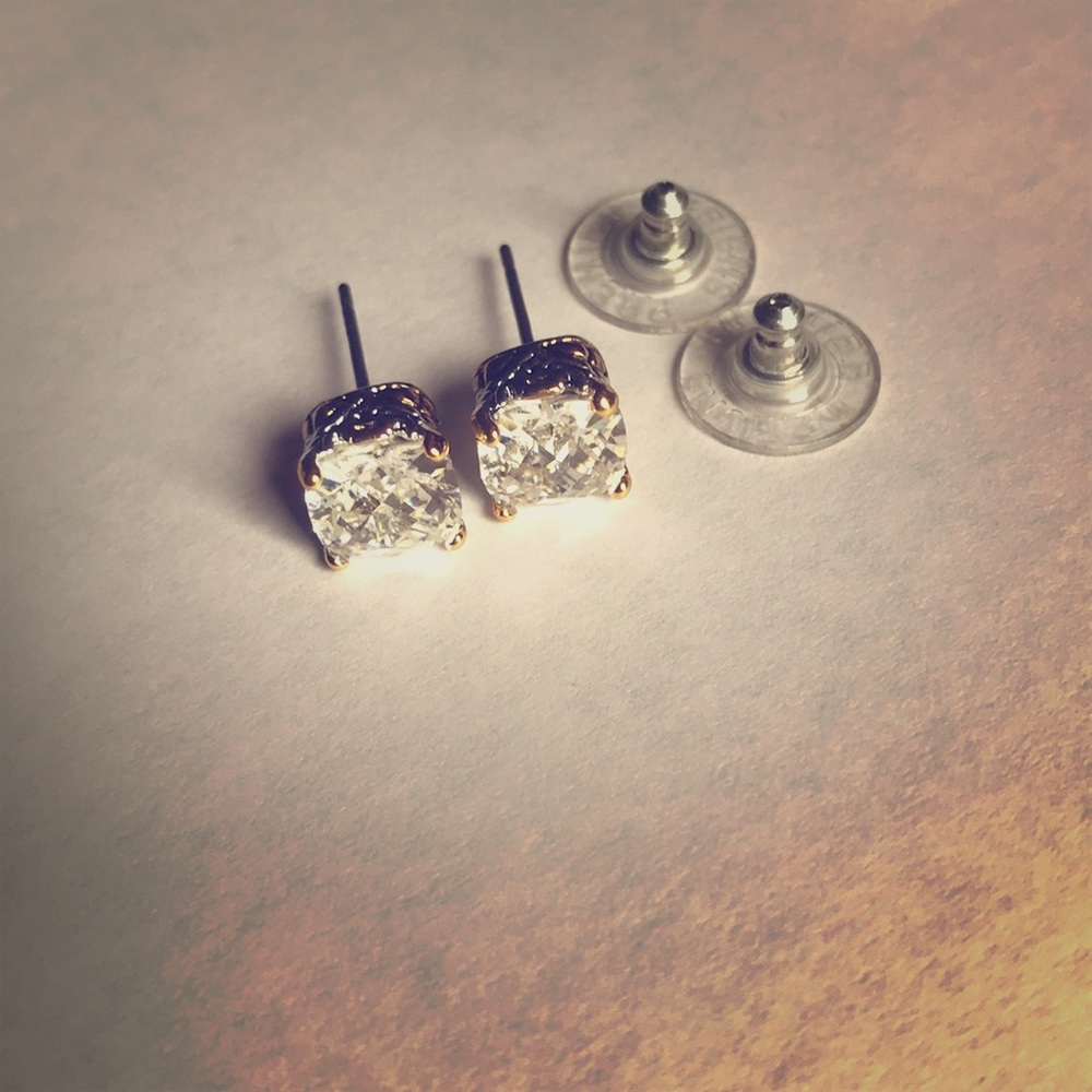 Silver and gold diamond earrings